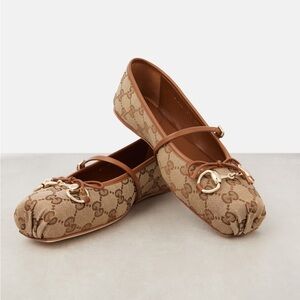 Gucci Horsebit GG Canvas ballet flats size 39